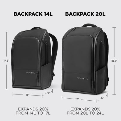 NOMATIC 20L Expandable Backpack Work Travel Laptop Bag 16” Sleeve Water Resistant Daypack