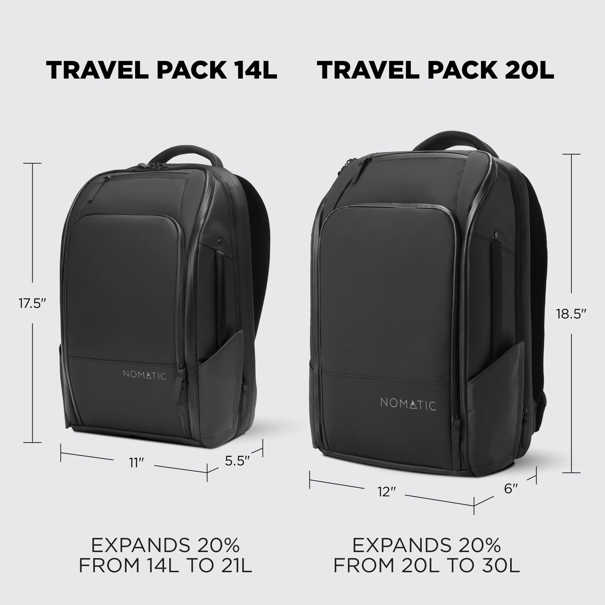 NOMATIC 20L Travel Pack Expandable to 30L TSA Carry-On Laptop Backpack Water Resistant