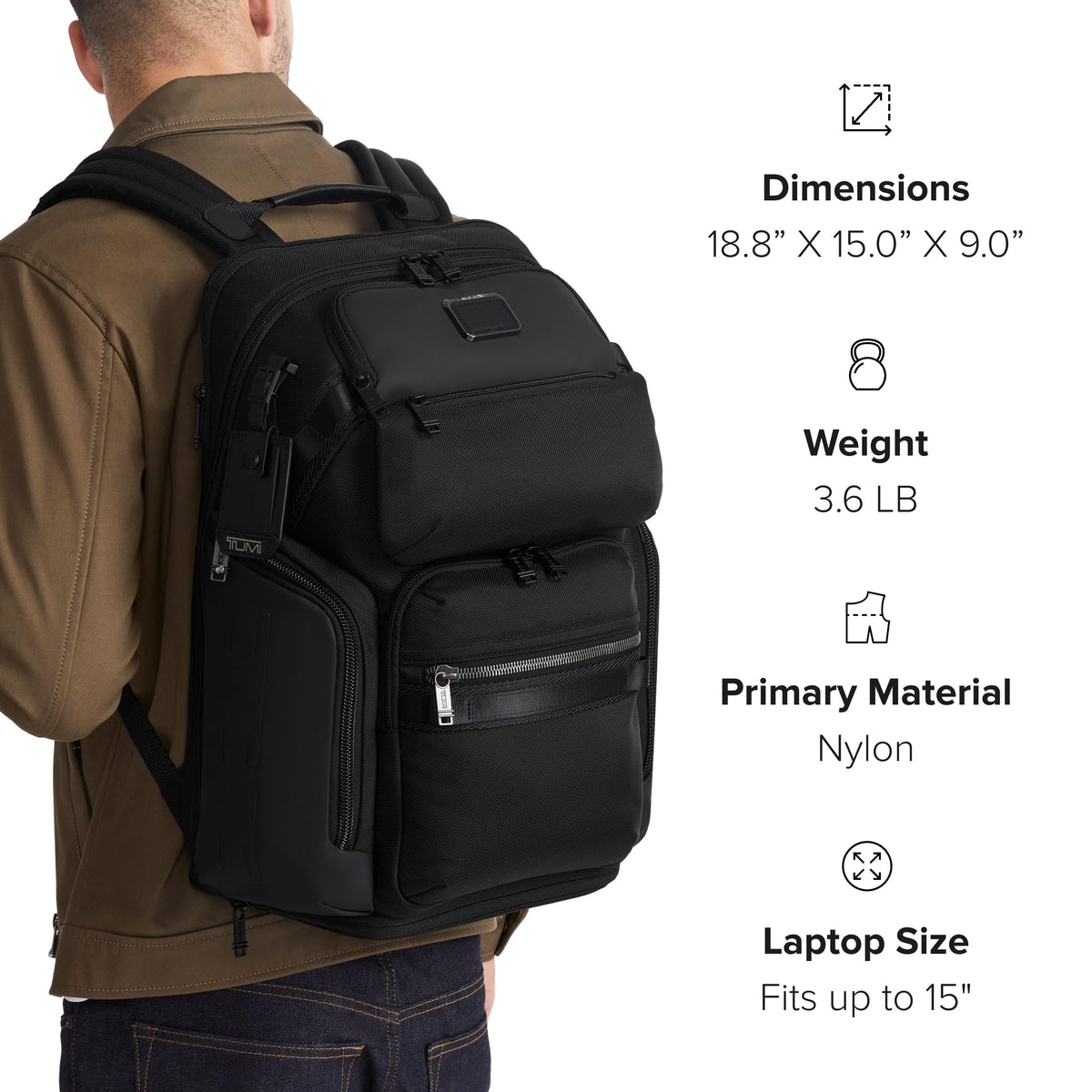 TUMI Alpha Bravo Nomadic Backpack Men’s Travel Laptop Bag Fits 15” Durable Carry-On Black